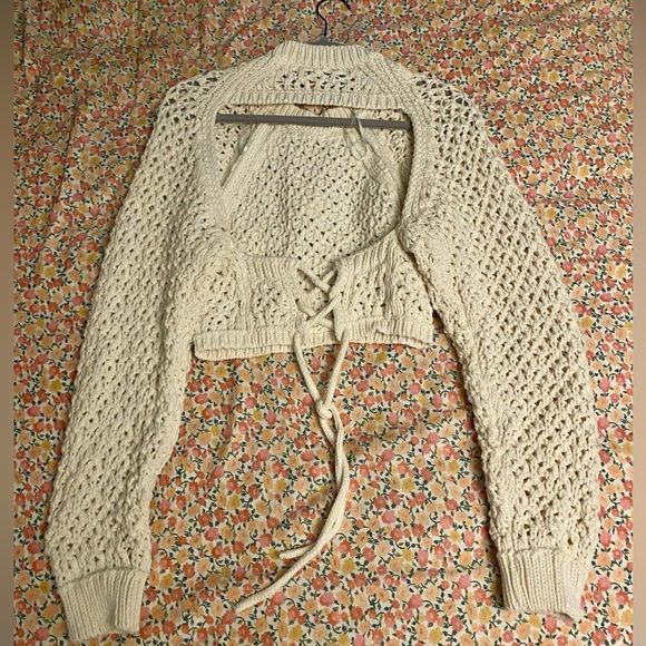 ZARA Textured Chunky Knit Sweater in cream Size Small - Picture 2 of 3